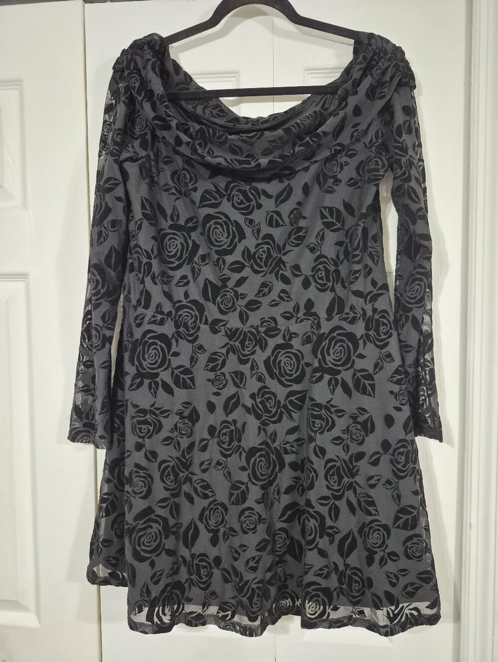 Goth Grunge Dark Romance Rose Print Dress